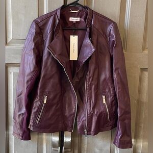 Calvin Klein Women's Deep Purple Faux Leather Jacket